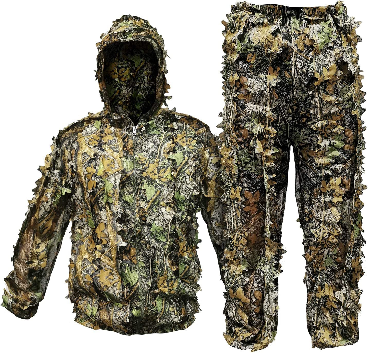 Upgrade Ghillie Suit Outdoor 3D Lifelike Super Lightweight Hooded Camouflage Clothing Jungle Woodland Hunting Shooting