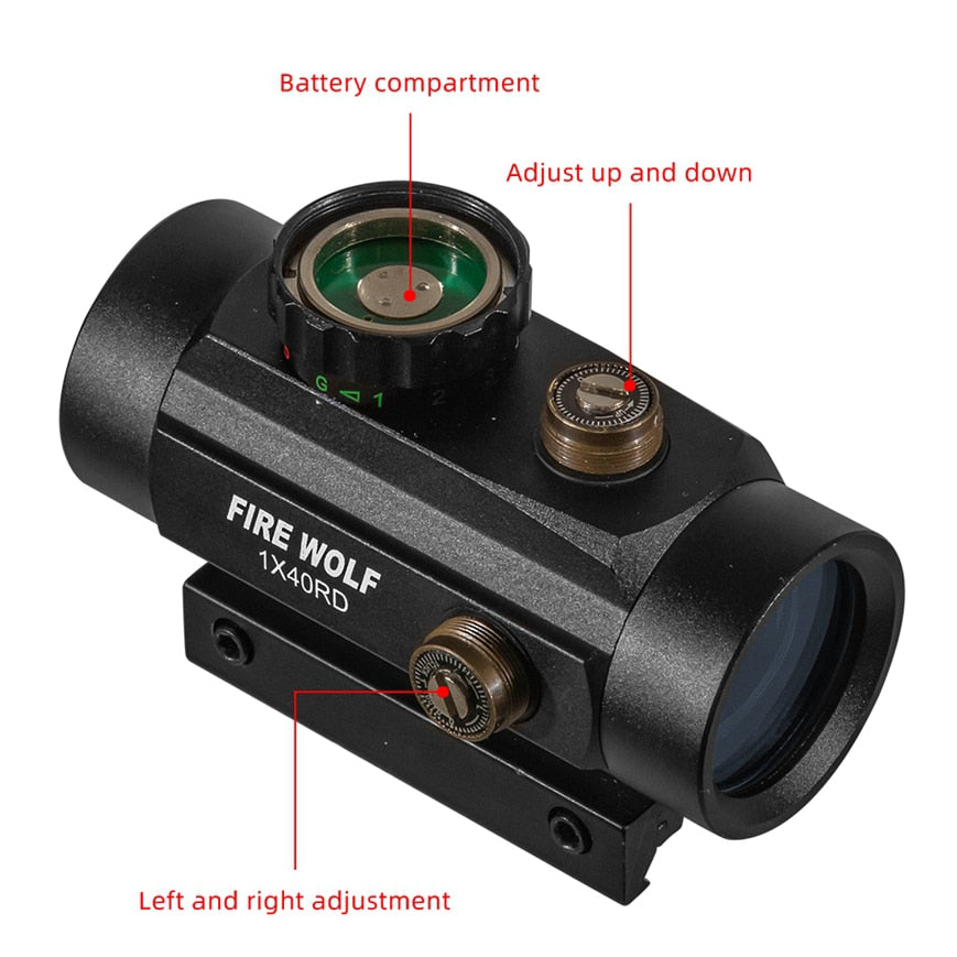 1X40 Hunting Riflescopes Tactical Holographic Red Dot Green 11Mm/20Mm Mount Optical Sight Rifle Gun Scope Airsoft Arma