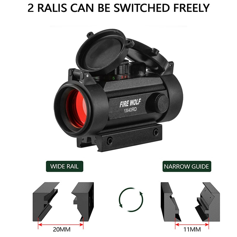 1X40 Hunting Riflescopes Tactical Holographic Red Dot Green 11Mm/20Mm Mount Optical Sight Rifle Gun Scope Airsoft Arma