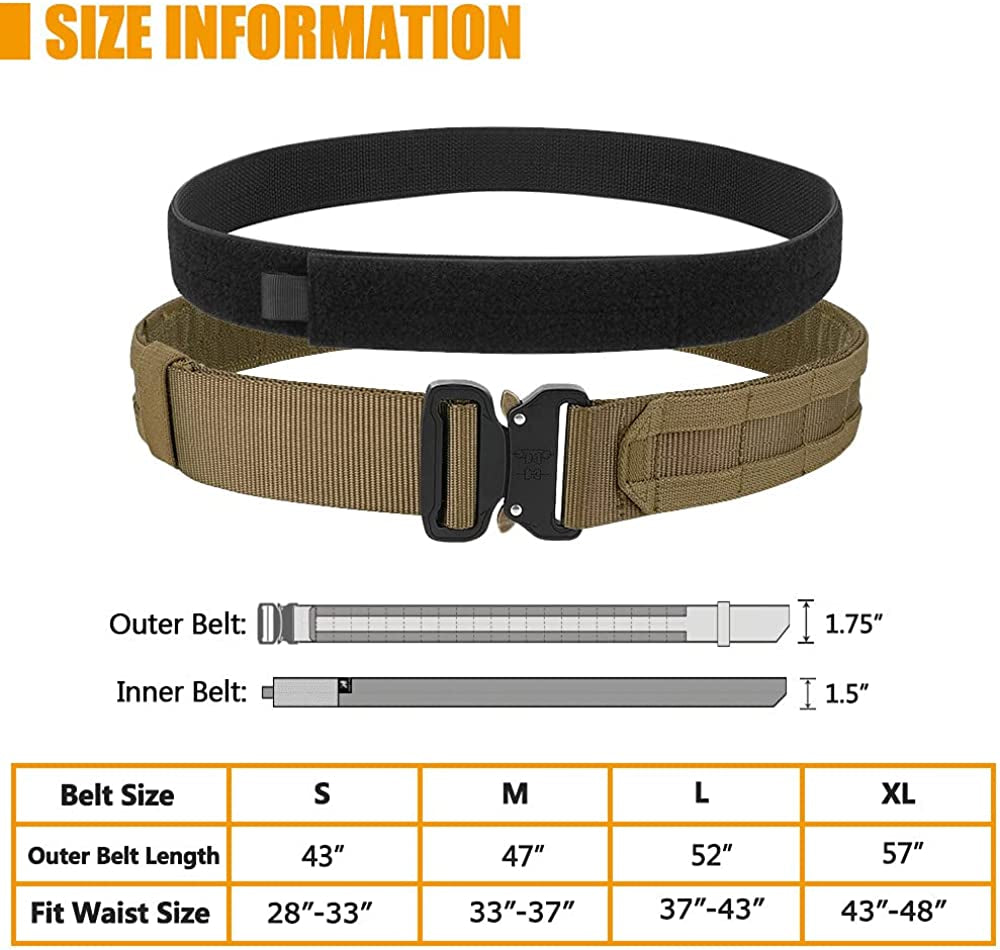 Quick Release Rigger MOLLE Belt 1.75 Inch Inner & Outer Tactical Heavy Duty Belt