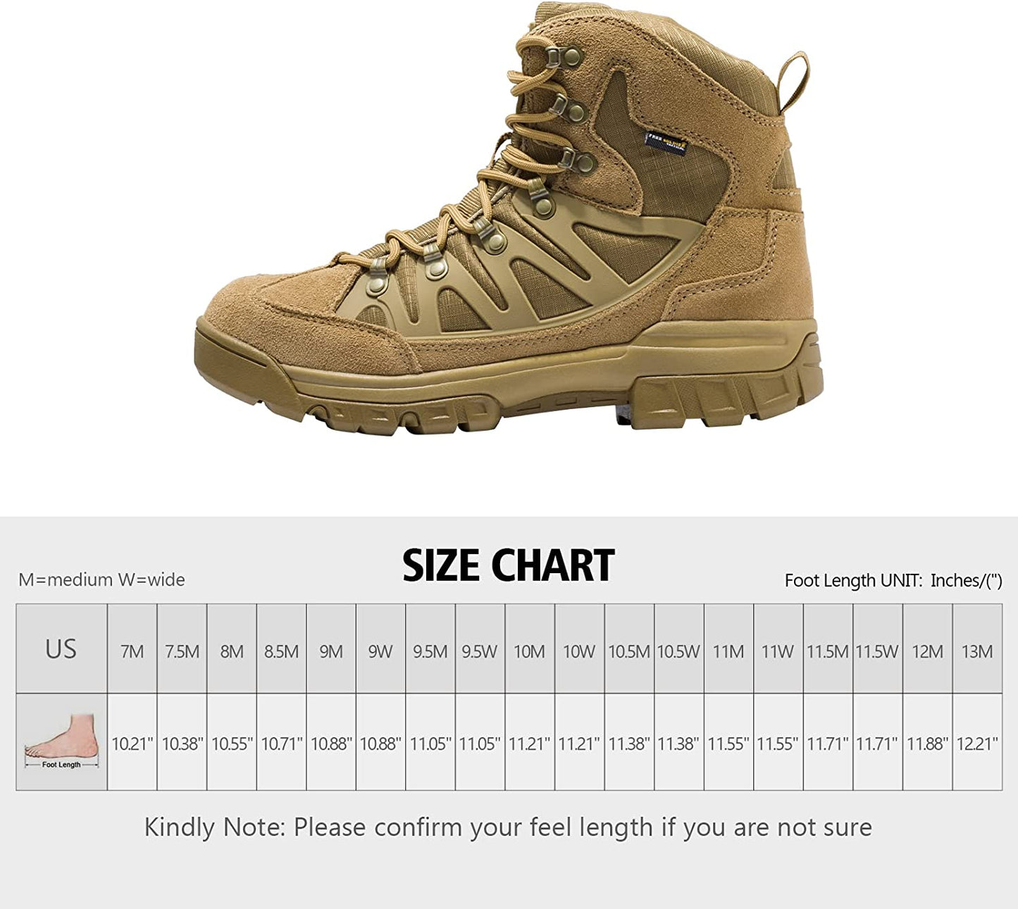 Men'S Tactical Waterproof Lightweight Hiking Boots Military Combat Boots Work Boots(Coyote Brown 8 M US)