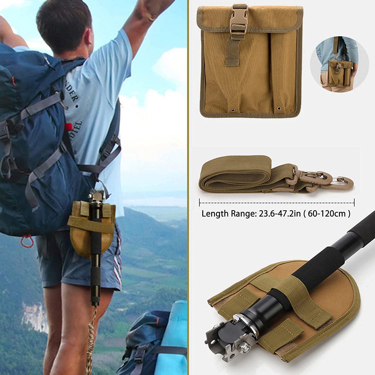 Military Folding Shovel Multitool (C1) - Portable Foldable Survival Tool - Entrenching Backpack Equipment for Hiking Camping Emergency Car - Gifts for Men Dad Husband, Father'S Day