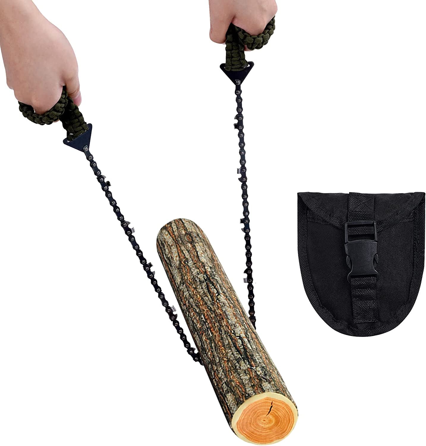 Pocket Chainsaw with Paracord Handle, Folding Chain Hand Saw, Emergency Outdoor Survival Gear for Camping, Hunting, Hiking, Cutting Wood & Tree(26 Inches -11Teeth)