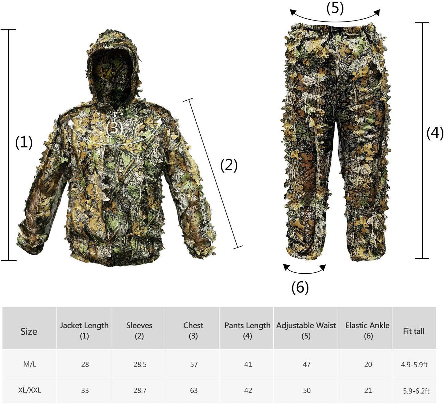 Upgrade Ghillie Suit Outdoor 3D Lifelike Super Lightweight Hooded Camouflage Clothing Jungle Woodland Hunting Shooting