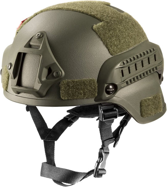 Adjustable ACH Tactical Helmet with Ear Protection, Front NVG Mount and Side Rail